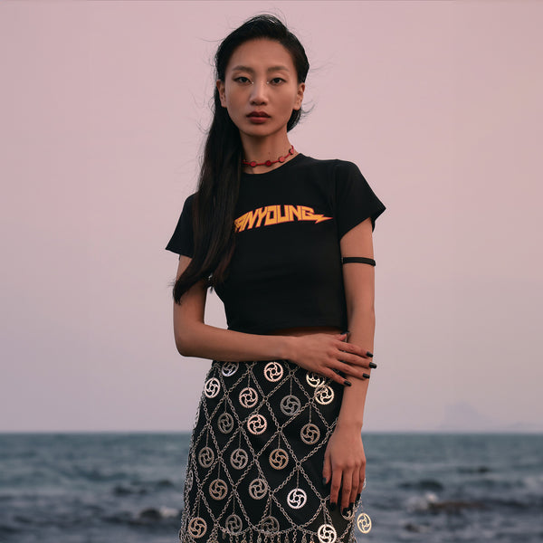 FAN YOUNG SLIMFIT FLASH LOGO TEE BLACK