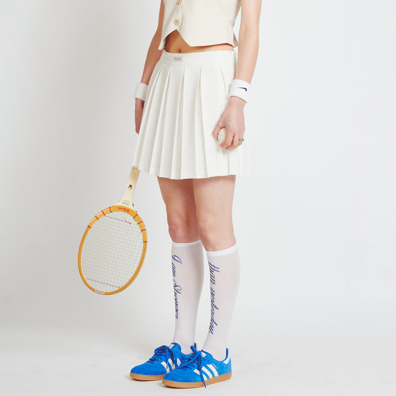 CRANK LETTERING KNEE SOCKS WHITE