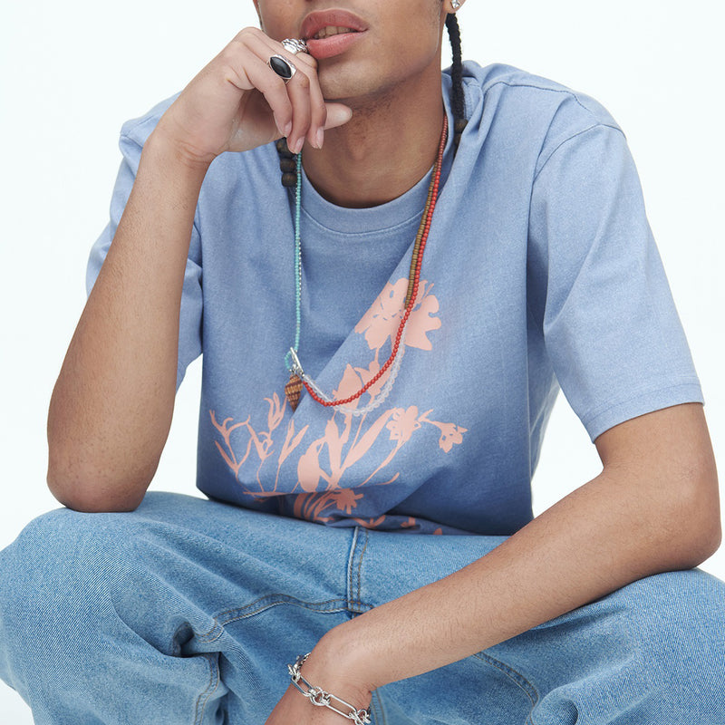 SSERPE WILDFLOWER PIGMENT HALF SLEEVE TEE SKY BLUE