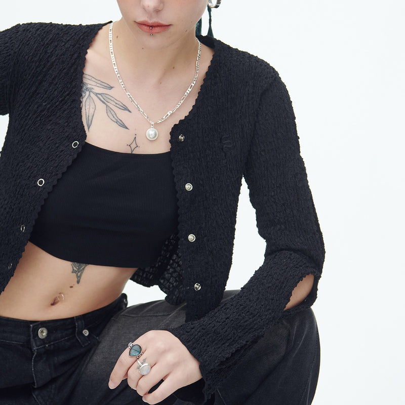SSERPE TREE FRUIT CROP CARDIGAN BLACK