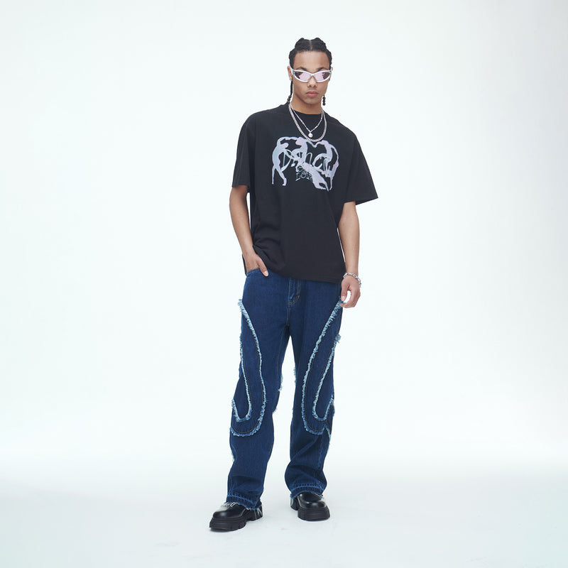 SSERPE DANCE OUR LOVE HALF SLEEVE TEE BLACK