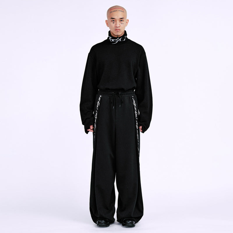AJOBYAJO ONE TUCK TRACK PANTS BLACK