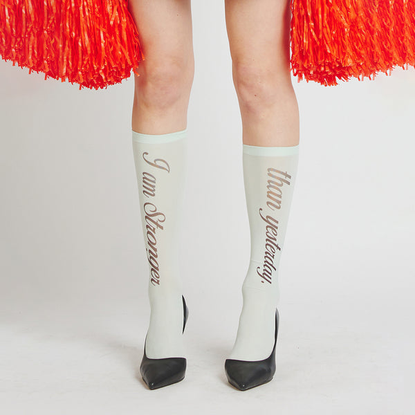 CRANK LETTERING KNEE SOCKS MINT