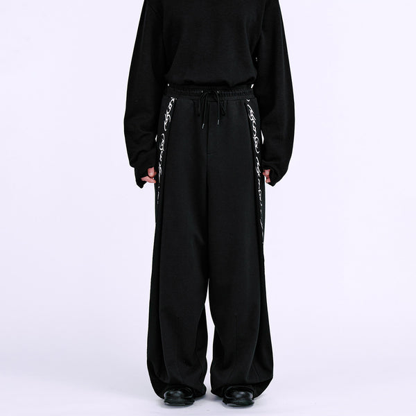 AJOBYAJO ONE TUCK TRACK PANTS BLACK