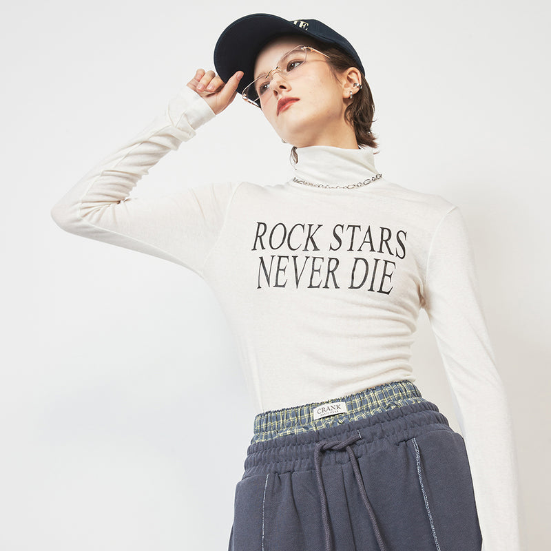CRANK WOOL SPAN LETTERING TURTLENECK WHITE
