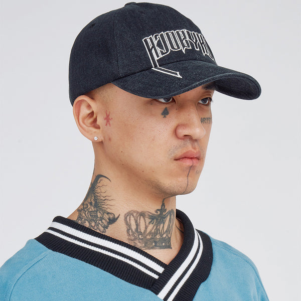 AJOBYAJO ARCH LOGO DENIM CAP BLACK