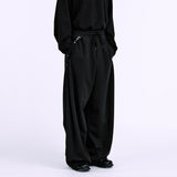 AJOBYAJO ONE TUCK TRACK PANTS BLACK