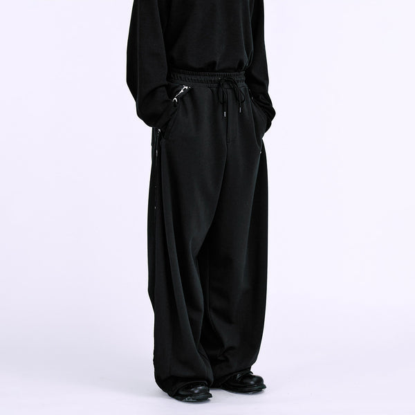 AJOBYAJO ONE TUCK TRACK PANTS BLACK