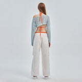 CRANK COTTON WAX CARGO SIDE PANTS WHITE