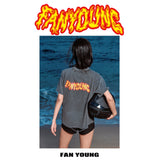 FAN YOUNG REGULAR FIT FIRE LOGO VINTAGE TEE GREY