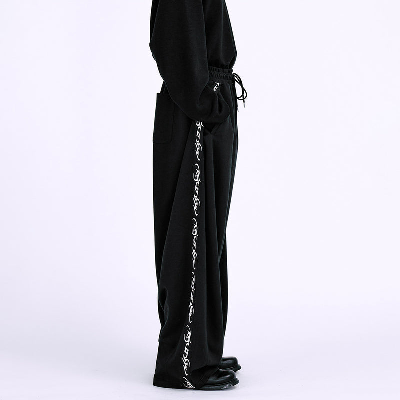 AJOBYAJO ONE TUCK TRACK PANTS BLACK