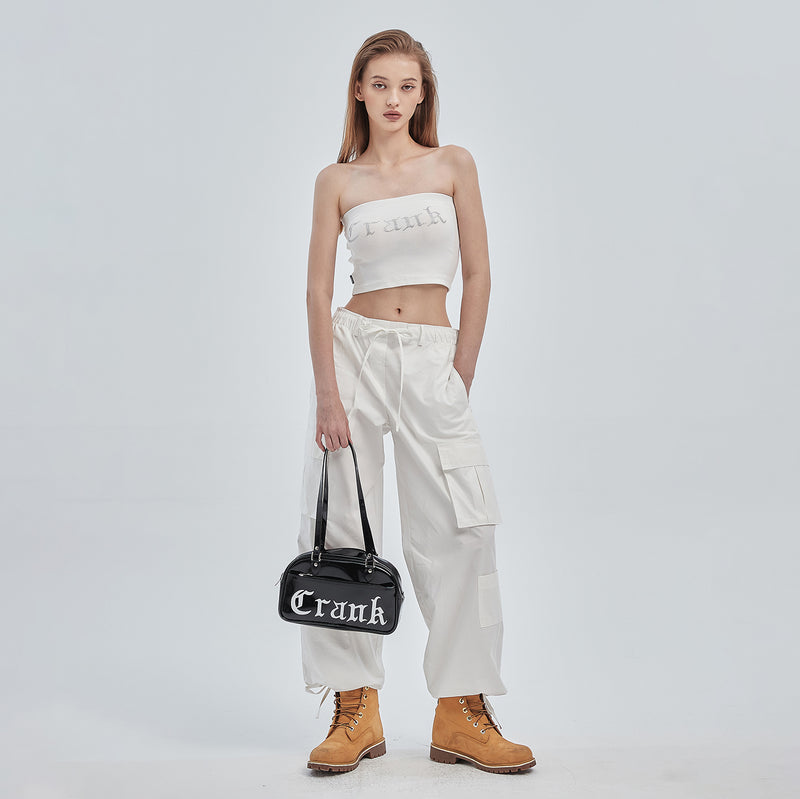 CRANK COTTON WAX CARGO SIDE PANTS WHITE