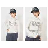 CRANK WOOL SPAN LETTERING TURTLENECK WHITE