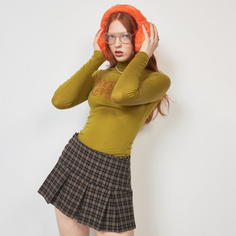 CRANK WOOL SPAN LETTERING TURTLENECK OLIVE