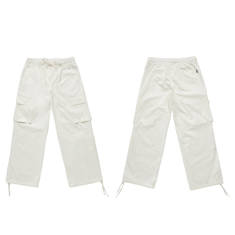 CRANK COTTON WAX CARGO SIDE PANTS WHITE