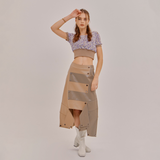 SETSETSET CROSSOVER CUTTING SKIRT BEIGE