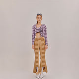 SETSETSET FLOWER KINT CROP CARDIGAN PURPLE
