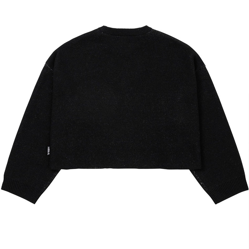 AJOBYAJO TOTAL LOGO CROPPED SWEATER BLACK