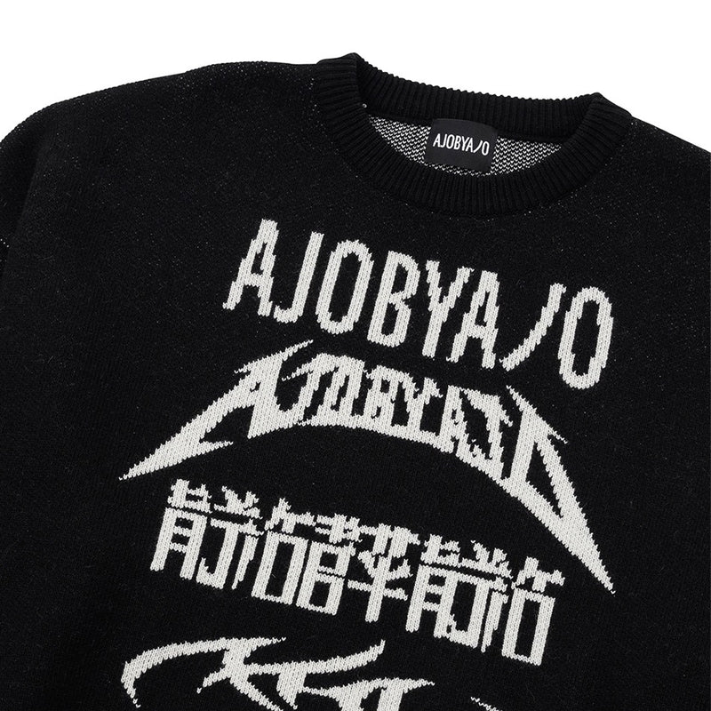 AJOBYAJO TOTAL LOGO CROPPED SWEATER BLACK