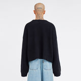 AJOBYAJO TOTAL LOGO CROPPED SWEATER BLACK