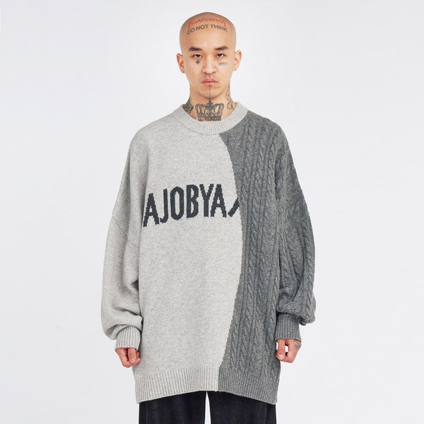 AJOBYAJO TWOFOLD LOGO SWEATER MELANGE GREY