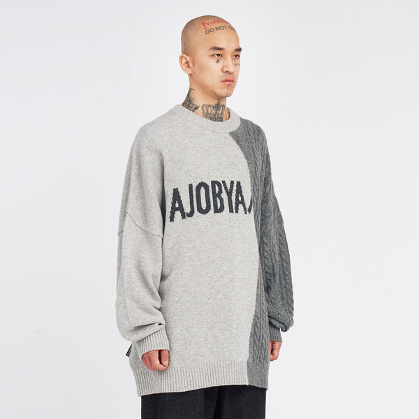 AJOBYAJO TWOFOLD LOGO SWEATER MELANGE GREY