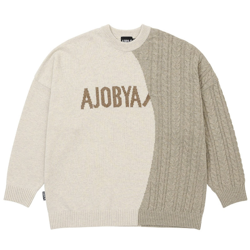 AJOBYAJO TWOFOLD LOGO SWEATER MELANGE BEIGE