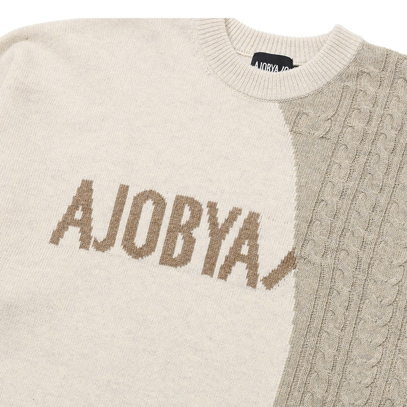 AJOBYAJO TWOFOLD LOGO SWEATER MELANGE BEIGE