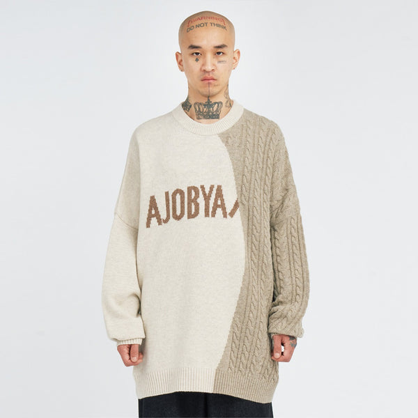 AJOBYAJO TWOFOLD LOGO SWEATER MELANGE BEIGE