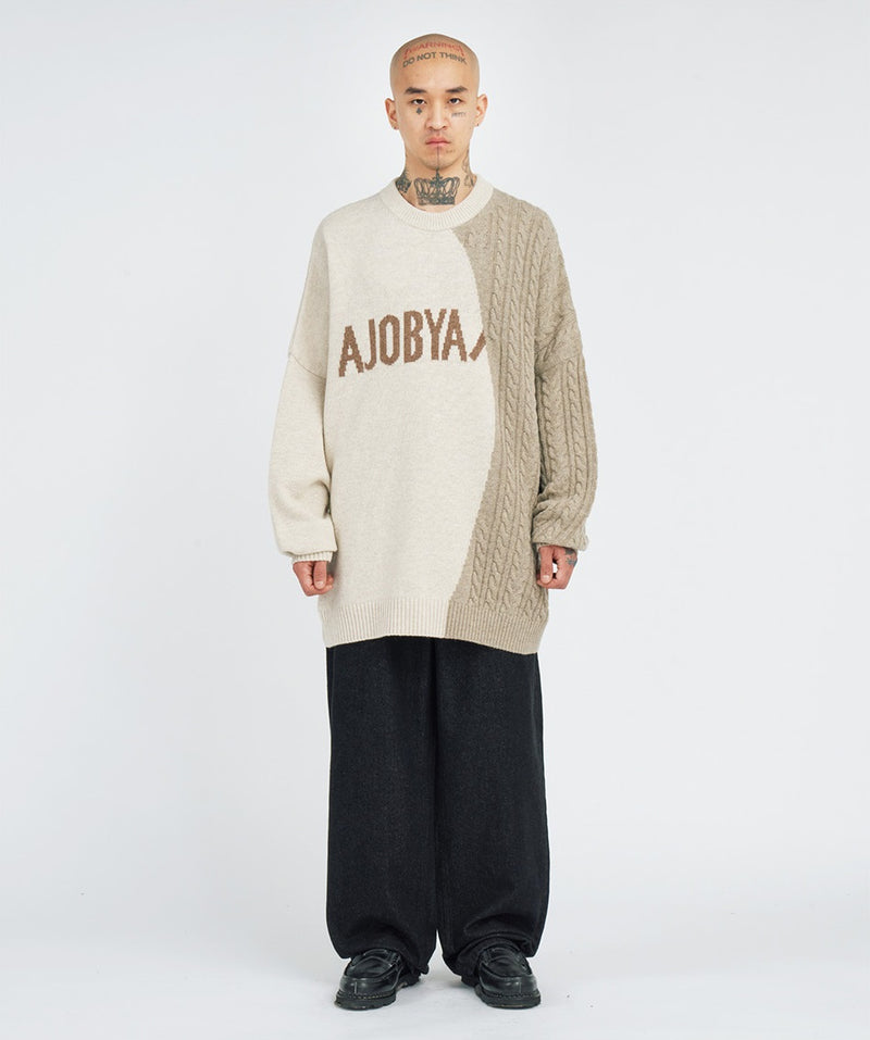AJOBYAJO TWOFOLD LOGO SWEATER MELANGE BEIGE