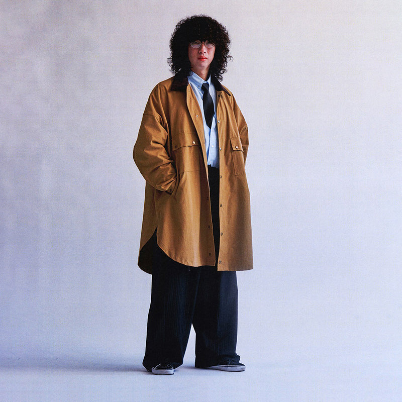 AJOBYAJO OVERSIZED WAX SHIRT JACKET CAMEL