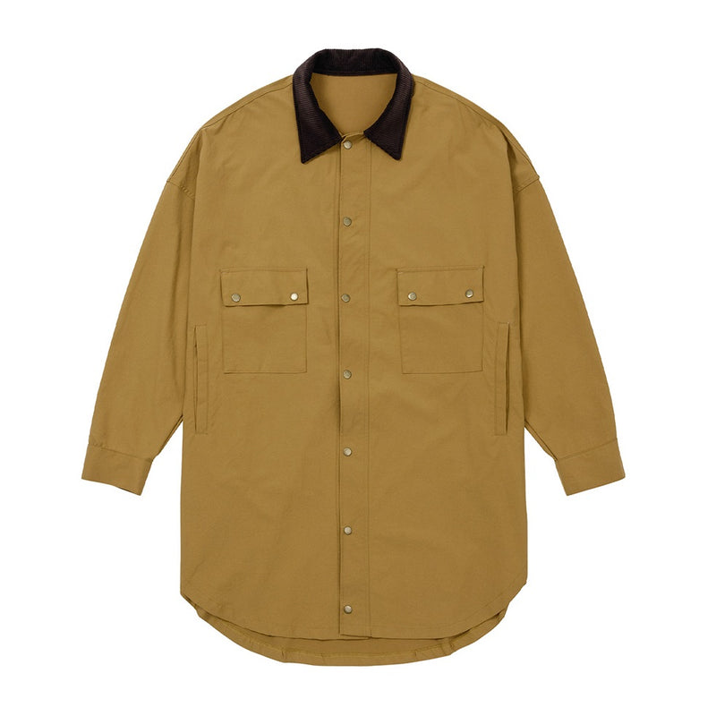 AJOBYAJO OVERSIZED WAX SHIRT JACKET CAMEL