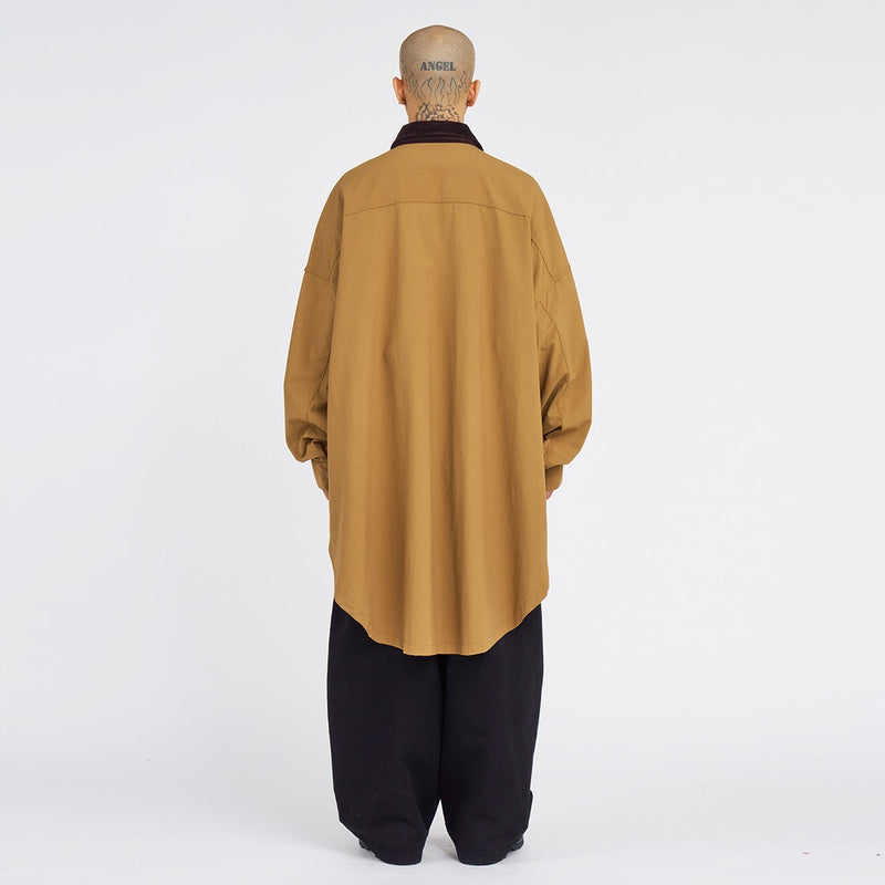 AJOBYAJO OVERSIZED WAX SHIRT JACKET CAMEL
