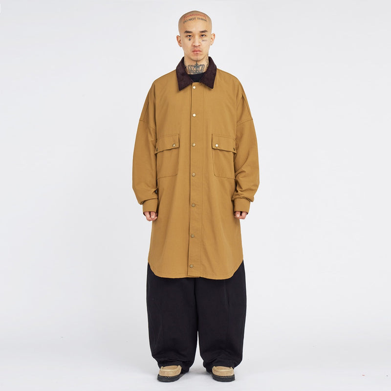 AJOBYAJO OVERSIZED WAX SHIRT JACKET CAMEL