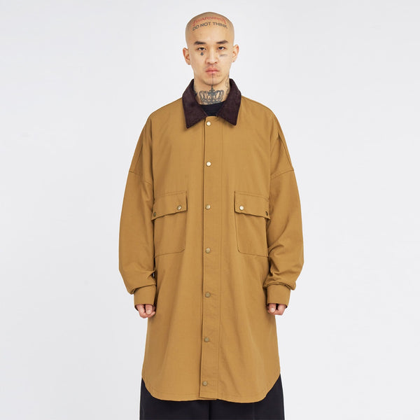 AJOBYAJO OVERSIZED WAX SHIRT JACKET CAMEL