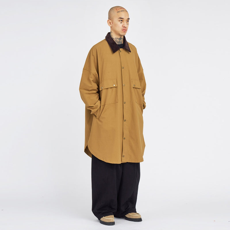 AJOBYAJO OVERSIZED WAX SHIRT JACKET CAMEL