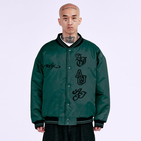AJOBYAJO NYLON BASEBALL JACKET GREEN