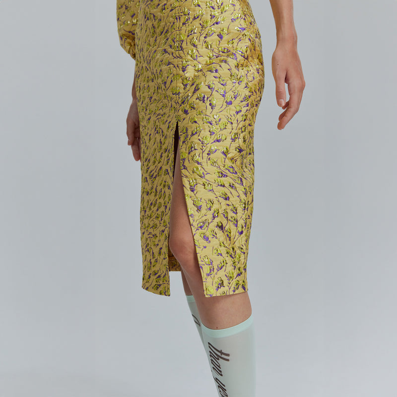 AVAVAV JACQUARD PENCIL SKIRT YELLOW