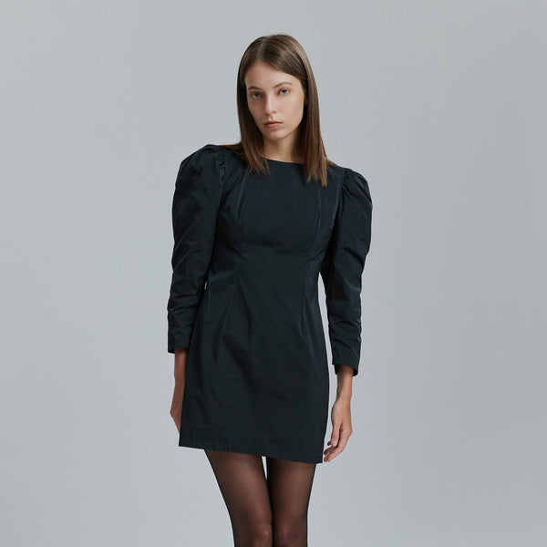 AVAVAV ROUND NECK PUFFY DRESS BLACK