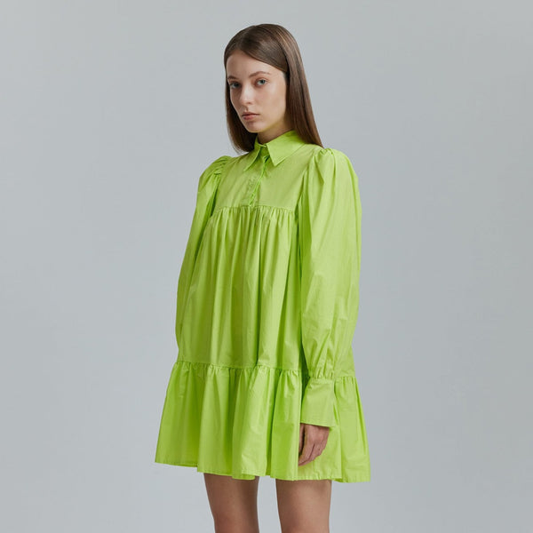 AVAVAV PUFF SHIRT DRESS NEON GREEN