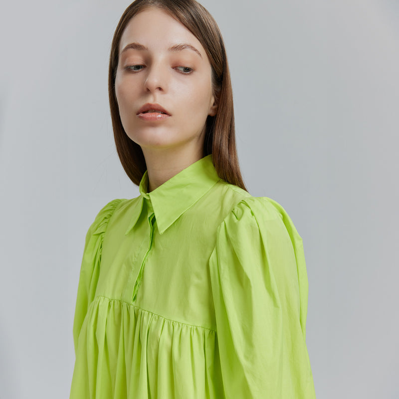 AVAVAV PUFF SHIRT DRESS NEON GREEN
