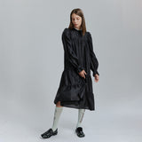 AVAVAV MIDI RUFFLE LACE COLLAR DRESS BLACK