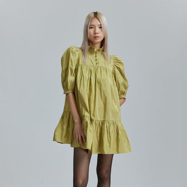 AVAVAV MINI RUFFLE DRESS SHORT SLEEVE GOLD