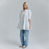 AVAVAV SHORT SLEEVE PUFF SHIRT DRESS WHITE