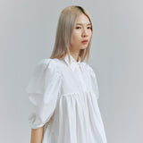AVAVAV SHORT SLEEVE PUFF SHIRT DRESS WHITE