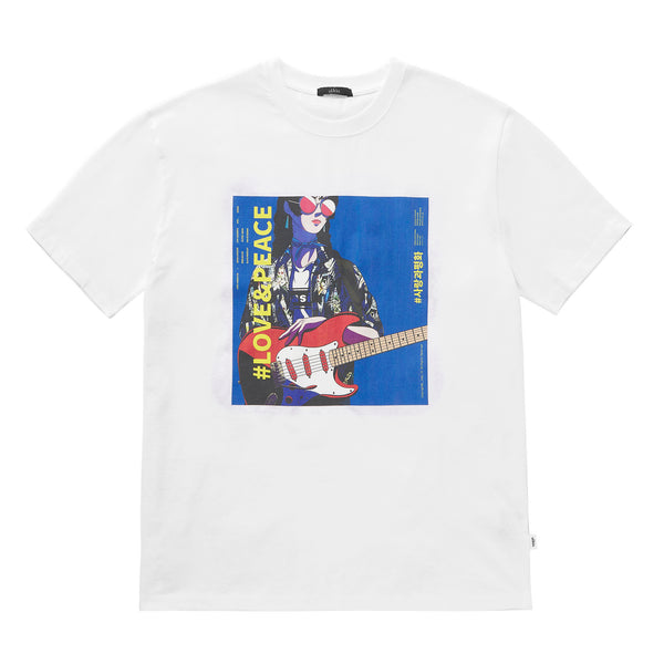 UL:KIN X TREE 13 ARTIST T-SHIRT LOVE AND PEACE WHITE