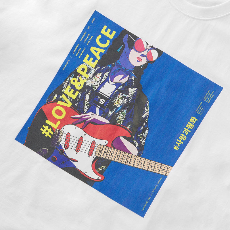 UL:KIN X TREE 13 ARTIST T-SHIRT LOVE AND PEACE WHITE
