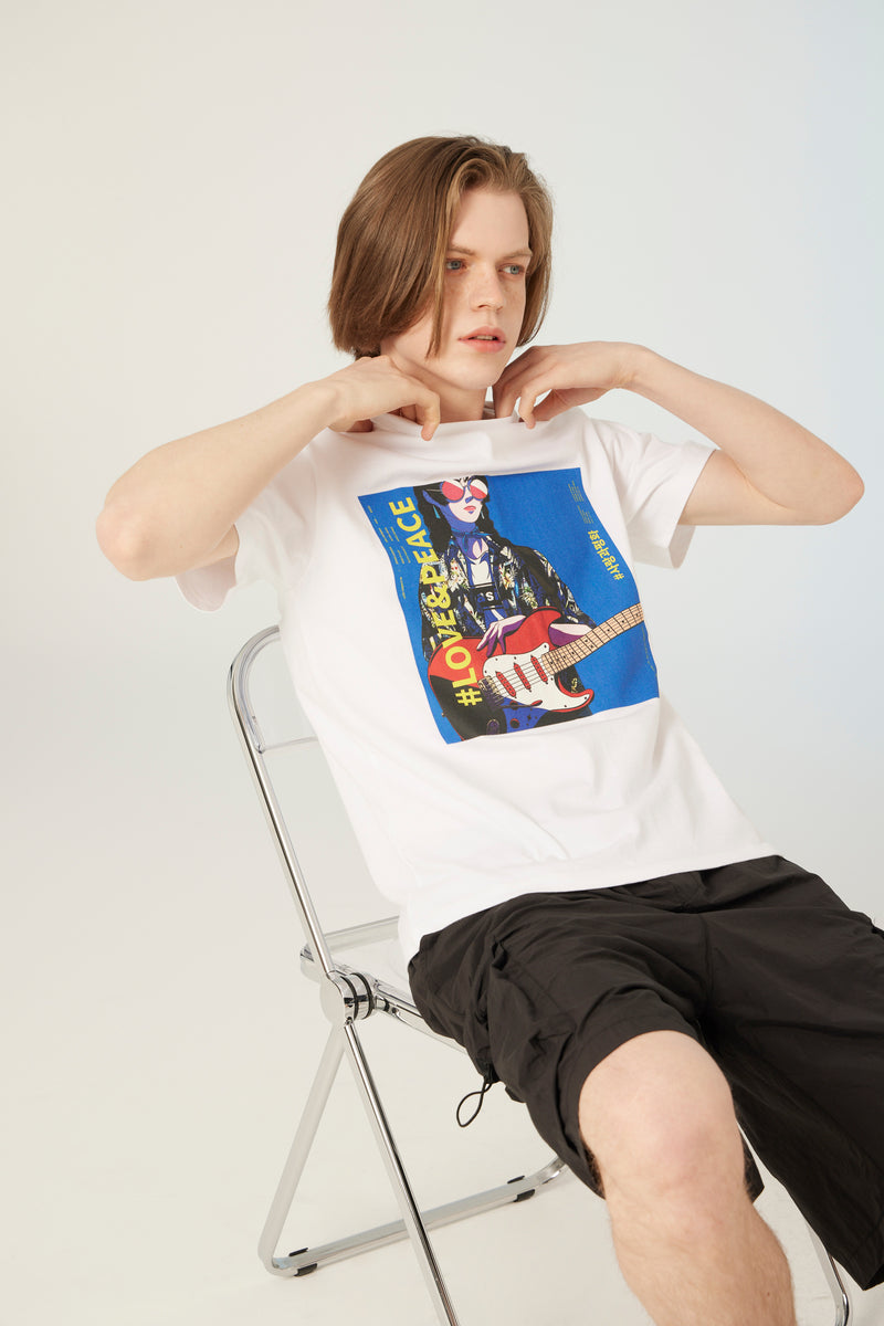 UL:KIN X TREE 13 ARTIST T-SHIRT LOVE AND PEACE WHITE