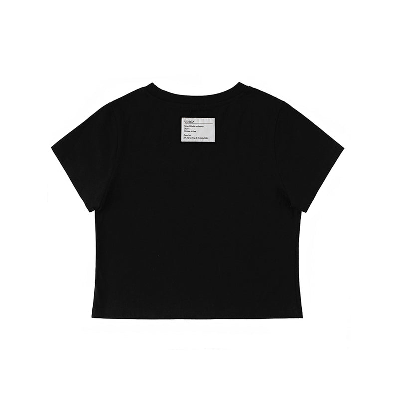 UL:KIN X BETTY BOOP HEARTCLUB SEMI-CROP T-SHIRT BLACK