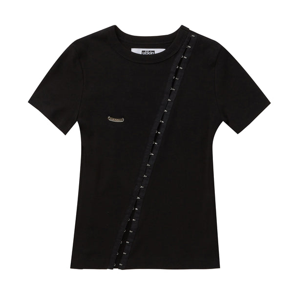 UL:KIN LSD HOOK-EYE SLIT TIGHT T-SHIRT BLACK